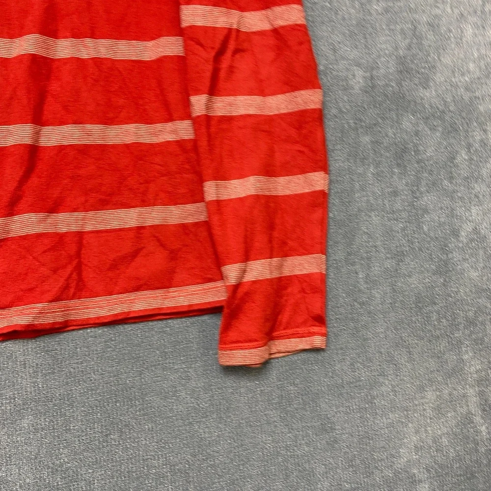 Banana Republic Sweater Mens Medium Red Gray Striped Cotton Crewneck Long Sleeve